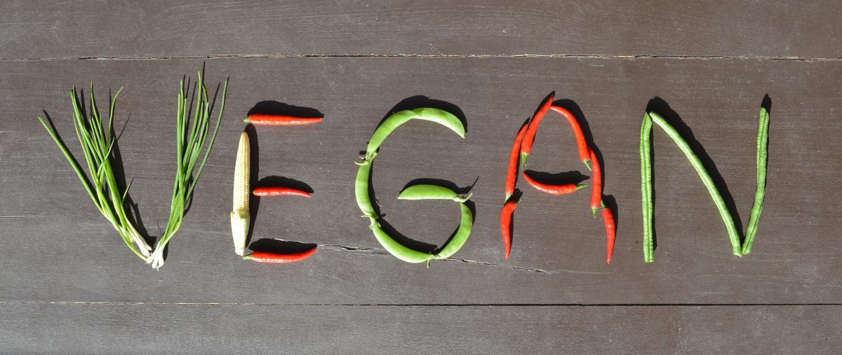 vegan written in vegetables