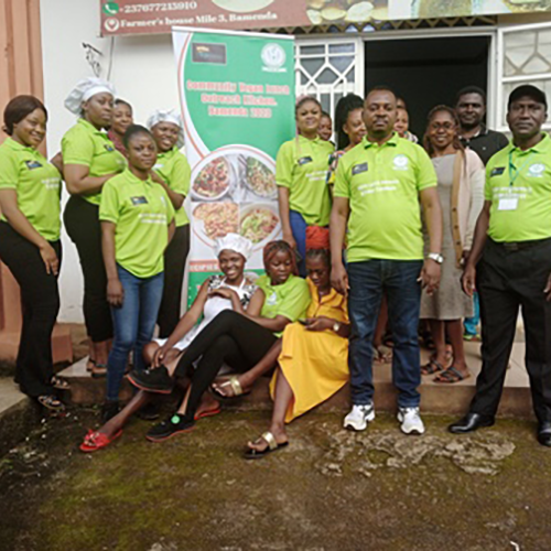 Group photograph from plant-based food for non-vegans in Cameroon project