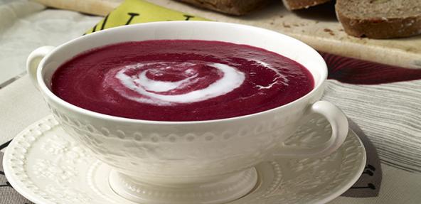 A bowl of beetroot soup.