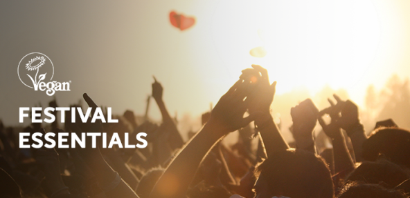 Festival essentials graphic with Vegan Trademark logo