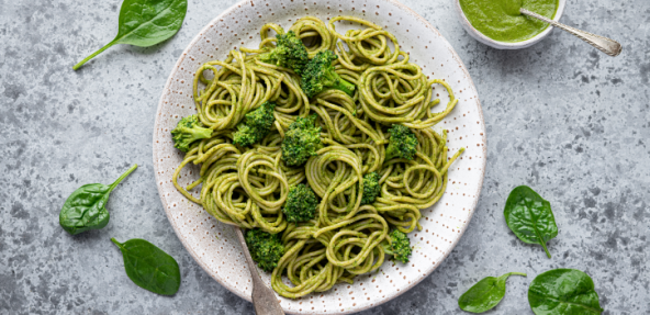 Pesto pasta served on a dish