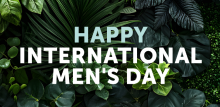 International Men's day graphic with leaves in the background