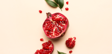 Ripe pomegranate cut in half 