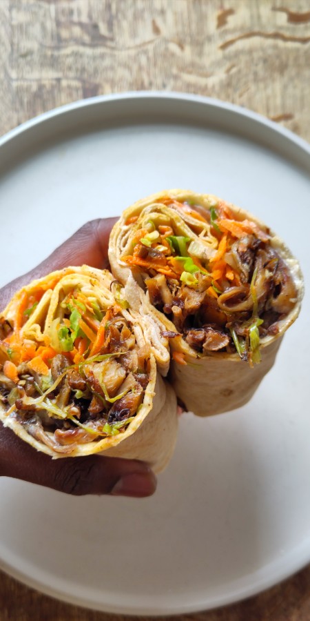  African shawarma wrap on a dish