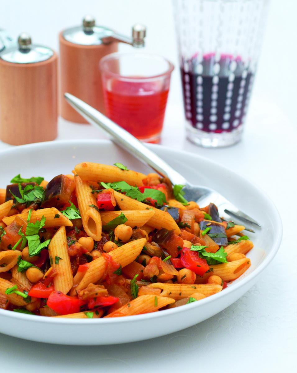 Aubergine And Chickpea Penne The Vegan Society