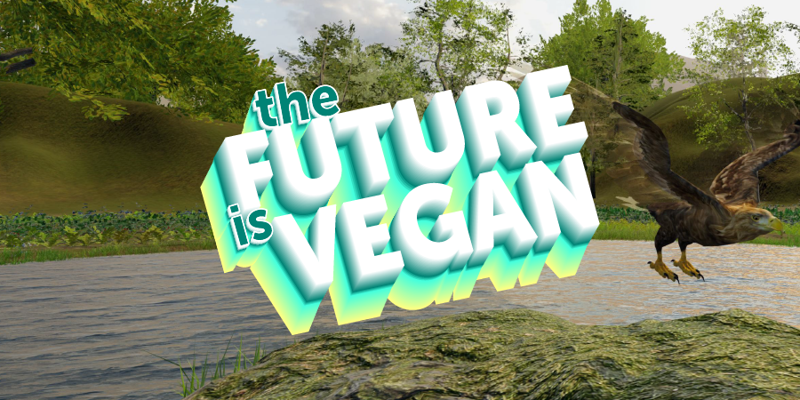 The Future is Vegan logo showing an animated vegan world 