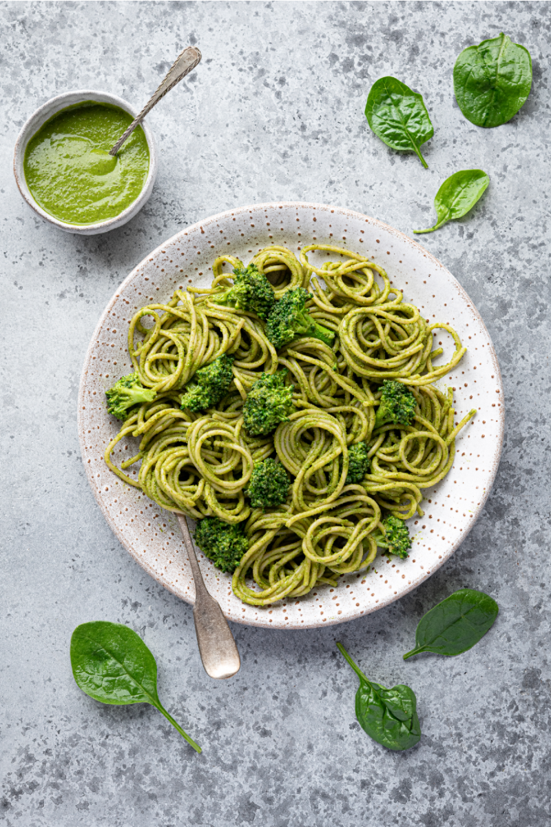 Pesto pasta served on a dish